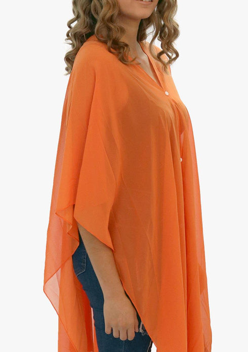 Women's Chiffon Kaftan Tunic - Joyful Orange "Fiji"